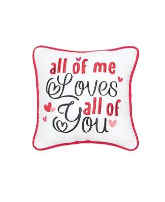 "All of Me Loves All of You" Mini Valentine's Day Accent Pillow 10" x 10" Wholesale