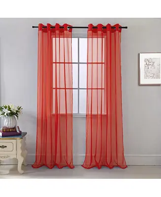 Authentic Cara One Sheer Grommet Light Filtering Curtain Panel 54" x 90" Red