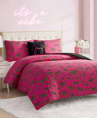 Direct From Manufacturer Plush Reversible Cheetah Bows 4-Pc. Comforter Set, Full/Queen
