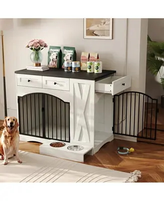 Dog Crate with 3 Drawers,Removable Feeder in White Direct From Manufacturer