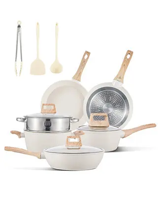 12-Piece Nonstick Ceramic Cookware Set, Granite Pots and Pans Set with Silicone Shovel, Spoon &Tongs New Arrival