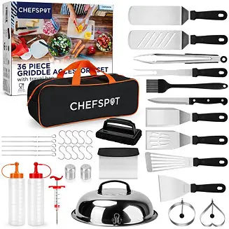 36 Piece Stainless Steel Griddle Accessories Kit for Blackstone and Other Griddles Shop Now