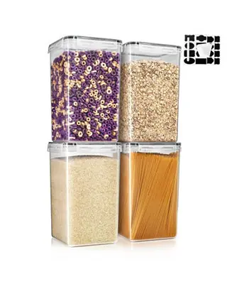 4 Pack (6.5L/219.79 Oz) Airtight Food Storage Containers with Locking Lids, Measuring Cups & Labels Direct From Manufacturer