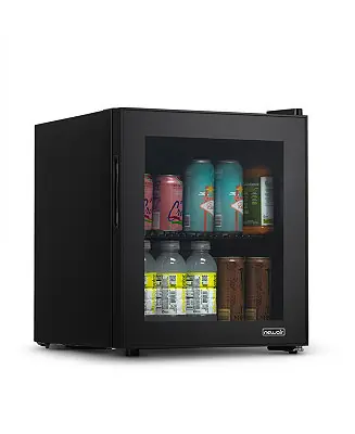 60 Can Beverage Fridge with Glass Door, Small Freestanding Mini Fridge in Black, Perfect for Beer, Snacks or Soda Trusted Brand