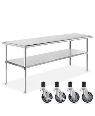 60 x 30 Inch Stainless Steel Table with 4 Casters (Wheels), NSF Commercial Kitchen Work & Prep Table Best Choice