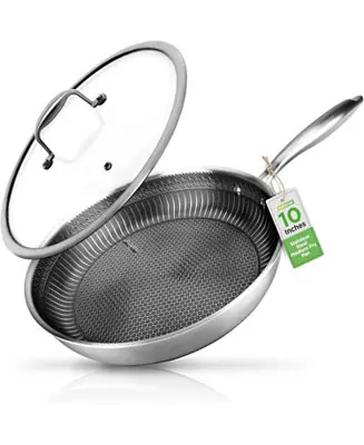 10'' Stir Fry Pan with Glass Lid - Triply Stainless Steel Cookware, DAKIN Etching Non-Stick Coating Inside and Outside No Minimum Order