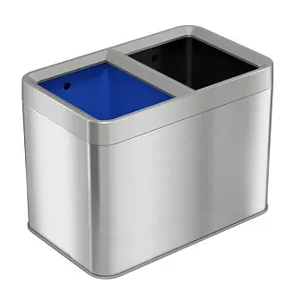 20 Liter / 5.3 Gallon Dual Compartment Stainless Steel Open Top Kitchen Trash Can & Recycle Bin Combo Big Sale