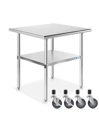 30 x 24 Inch Stainless Steel Table with 4 Casters (Wheels), NSF Commercial Kitchen Work & Prep Table Secure Checkout