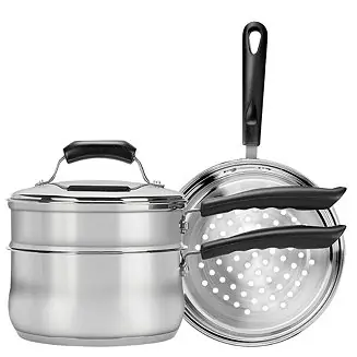 3qt Stainless Steel Covered Double Boiler and Steamer Set Hot Picks