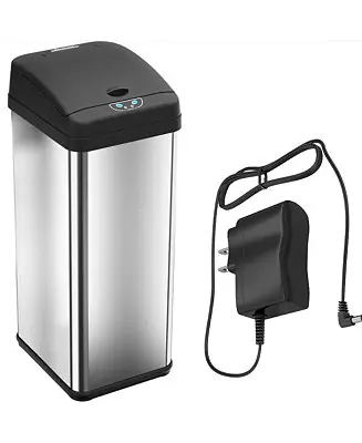 13 Gallon / 49 Liter Stainless Steel Kitchen Trash Can with Odor Filterand AC Adapter Same Day Shipping