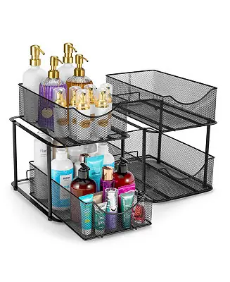 2 Tier Baskets with Mesh Sliding Drawers - Ideal Cabinet, Under the Sink - Great for Bathroom, Kitchen, Office, etc Worldwide Shipping