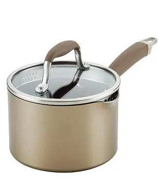 Place Order Advanced Home Hard-Anodized Nonstick Straining Saucepan, 2-Quart