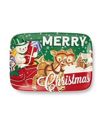 Santa's Retro Christmas Rectangular Platter Free Shipping