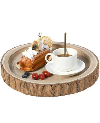 Wood Tree Bark Indented Display Tray Serving Plate Platter Charger Editor’s Pick