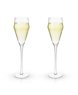 Fresh Stock Raye Angled Crystal Prosecco Glasses Set of 2, 8 Oz