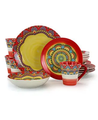 Zen Mozaik Red 16 Pc. Dinnerware Set, Service for 4 One Day Deal