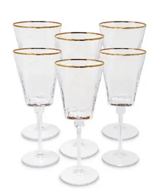 Budget Square Shaped Rim Hammered Wine Glasses, Set of 6