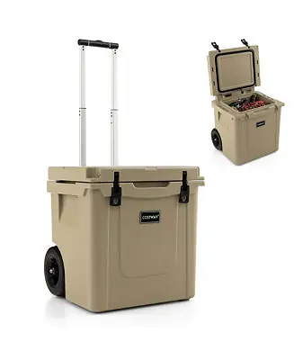 45 Quart Cooler Towable Ice Chest w/ All-Terrain Wheels Leak-Proof for Camping Clearance