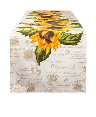 Fast Shipping Rustic Sunflowers Printed Table Runner, 14" x 108"