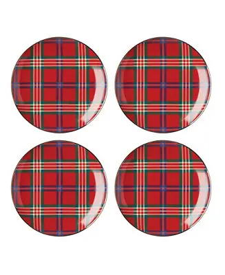Worldwide Shipping Holiday Tartan Accent Plates, Set of 4