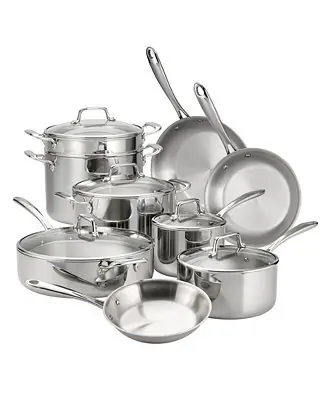 Holiday Sale TriPly Clad Stainless Steel Glass Lid 14 Pc Cookware Set