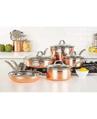 3-Ply Hammered Copper Clad 10-Pc. Cookware Set Hassle-Free Returns