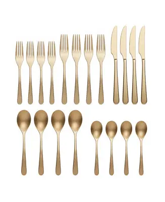 Kenbrook Champagne Tumbled 20 Piece Everyday Flatware Set, Service For 4 Direct From Factory