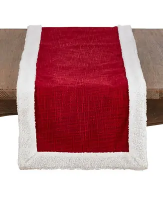 Cotton Red Christmas Runner with Sherpa Edges Money Back Guarantee