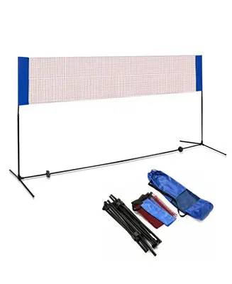 Secure Checkout 14 x 5 Feet Portable Beach Training Badminton Net with Carrying Bag