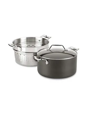 Essentials Hard Anodized Nonstick Cookware, Stockpot with Multi-Purpose Insert and Lid Authentic