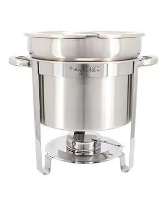 11.6 Quart Round Stainless Steel Professional Soup Chafing Dish in Silver Genuine