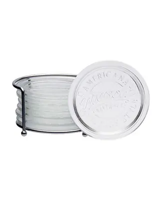 7 Piece Glass Coaster Set with Holder Sale
