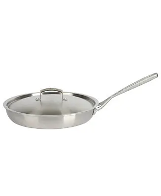 12 Inch Stainless Steel Triply Professional Grade Fry Pan w/ Stainless Lid Free Returns