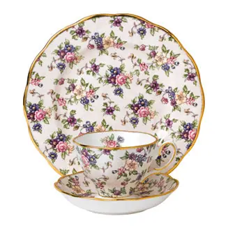 100 Years 1940 3-Piece Set, Teacup Saucer & Plate -English Chintz Super Sale