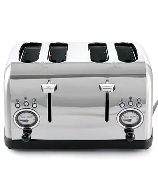 4 Slice Stainless Steel Wide Slot Retro Toaster Certified