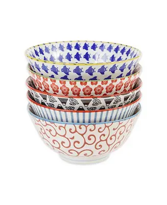 16 oz. Japanese Porcelain Bowls, Set of 5 Modern