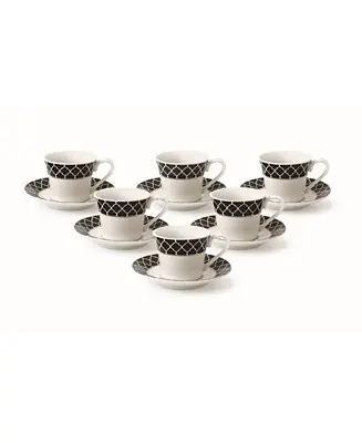 12 Piece 2oz Espresso Cup and Saucer Set, Service for 6 Fast Shipping