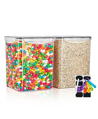2 Pack Airtight (5qt/170oz) Food Storage Containers with Lids, Labels & Marker -Store Baking Supplies, Sugar, Flour, Rice and More -BPA Free Don’t Miss Out