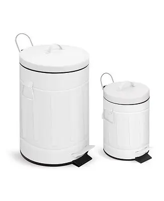 3.2 Gal./12-Liter and 0.8 Gal./3 Liter Old Time Style RoundWhiteMetal Step-on Trash Can Set Shop Now