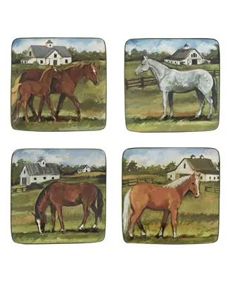 York Stables Set of 4 Canape Plates 6" Certified