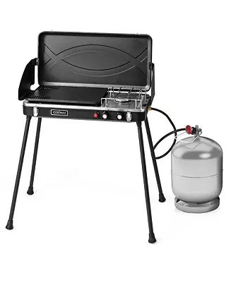 2-in-1 Propane Grill 2 Burner Camping Gas Stove Portable Instant Buy