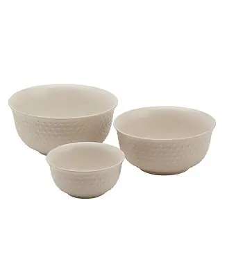 3 Piece Embossed White Bowl Set - 8", 7" 5" Limited Edition