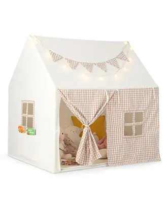 Kids Play Tent Large Playhouse with Padded Mat and 2 Breathable Windows-Beige Factory Price