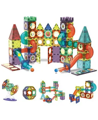 Magnetic Light-Up 3D Tiles Building Set – 110 Piece STEM Marble Run Blocks for Kids, Fun Educational Toy for Boys & Girls Ages 3-10+ Mega Sale