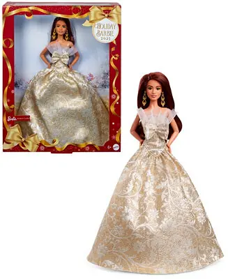 Today Only 2025 Holiday Barbie Doll with Dark Brown Hair