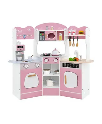 Corner Play Kitchen with Coffee Machine and Slide for Kids Mega Sale