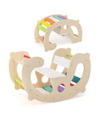 Get Yours 2-in-1 Montessori Rocking Horse and Climbing Arch Toy for Toddlers and Kids
