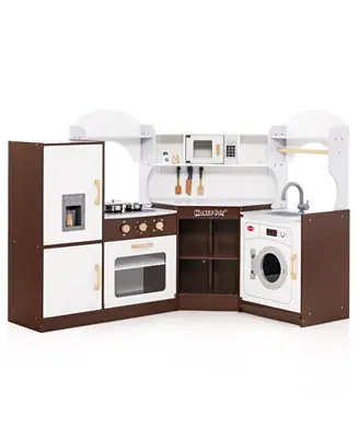 Toddler Kitchen Playset with Ice Maker Microwave Oven Sink and Washing Machine for Kids 3+ Years Old Deal