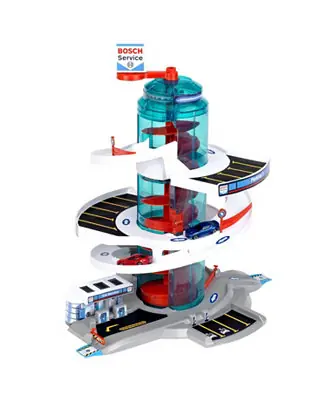 Worldwide Shipping Bosch Car Service Helix Shaped Multi Story Parking Garage Pretend Playset Toy with 2 Toy Cars for Kids Aged 3 and Up