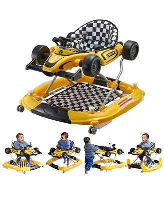 Today Only Kids 4-in-1 Foldable Walker Activity Center with Wheels Adjustable Height Light Toy Car